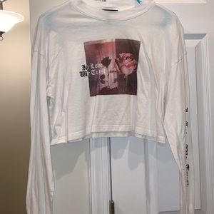 forever 21 long sleeve rose cropped shirt